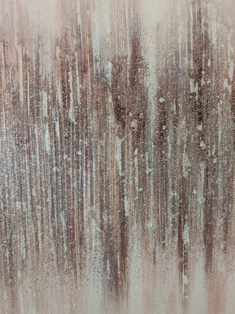 Abstract Metallic Rose Gold Wall Art Print -Blush and Silver Accents 35.4